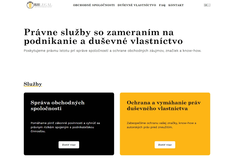 Ukázka projektu RH Legal